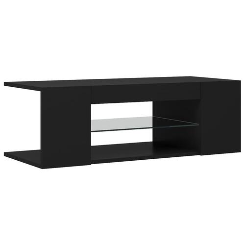 Tv-bord med LED-lys 90x39x30 cm sort