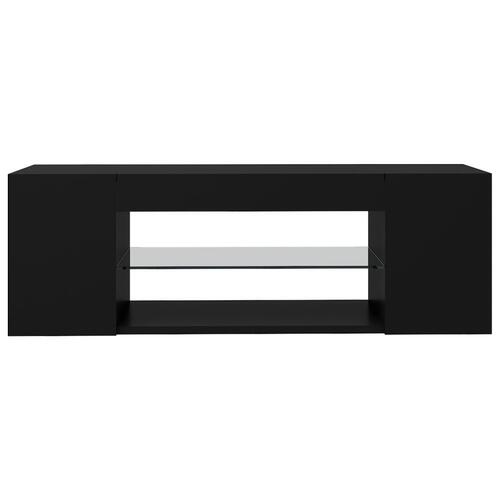 Tv-bord med LED-lys 90x39x30 cm sort