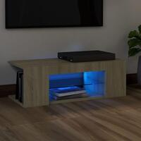Tv-bord med LED-lys 90x39x30 cm sonoma-eg