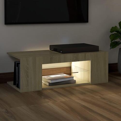 Tv-bord med LED-lys 90x39x30 cm sonoma-eg