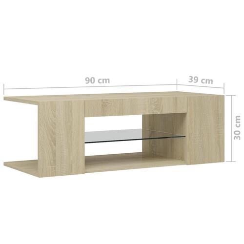 Tv-bord med LED-lys 90x39x30 cm sonoma-eg