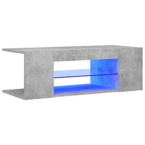 Tv-bord med LED-lys 90x39x30 cm betongrå