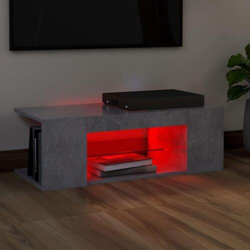 Tv-bord med LED-lys 90x39x30 cm betongrå