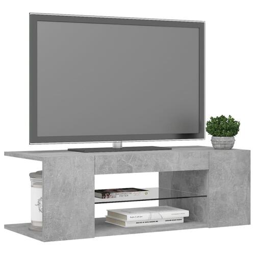 Tv-bord med LED-lys 90x39x30 cm betongrå
