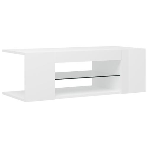 Tv-skab med LED-lys 90x39x30 cm hvid højglans