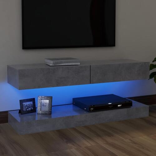 Tv-skab med LED-lys 120x35 cm betongrå