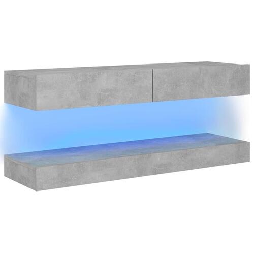 Tv-skab med LED-lys 120x35 cm betongrå