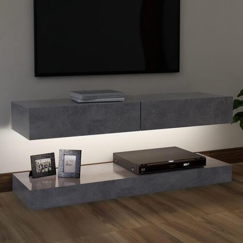 Tv-skab med LED-lys 120x35 cm betongrå