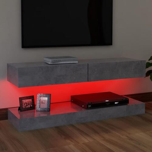 Tv-skab med LED-lys 120x35 cm betongrå