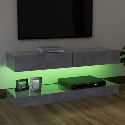 Tv-skab med LED-lys 120x35 cm betongrå