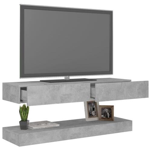 Tv-skab med LED-lys 120x35 cm betongrå