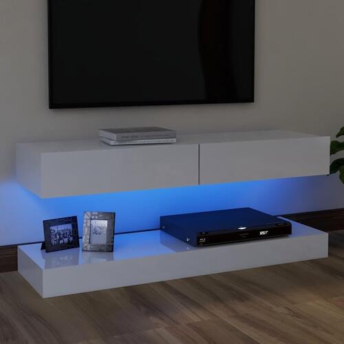 Tv-skab med LED-lys 120x35 cm hvid højglans