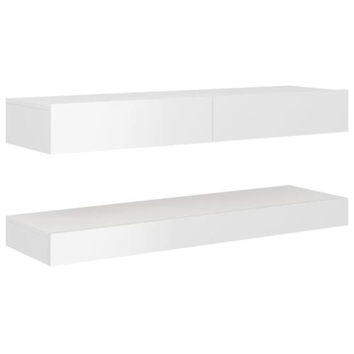 Tv-skab med LED-lys 120x35 cm hvid højglans