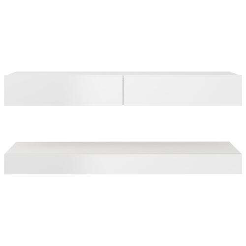 Tv-skab med LED-lys 120x35 cm hvid højglans