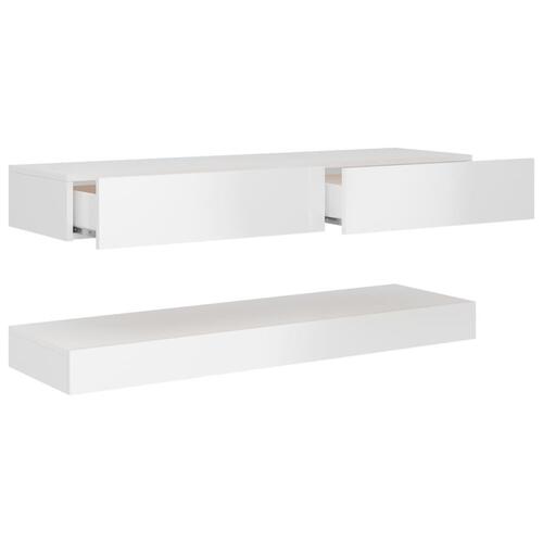 Tv-skab med LED-lys 120x35 cm hvid højglans