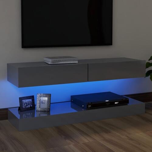 Tv-skab med LED-lys 120x35 cm grå højglans