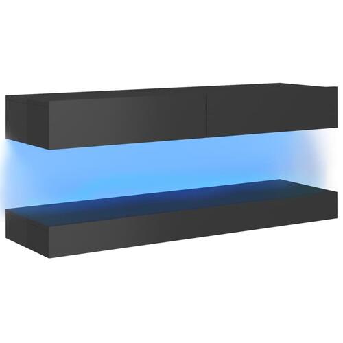 Tv-skab med LED-lys 120x35 cm grå højglans