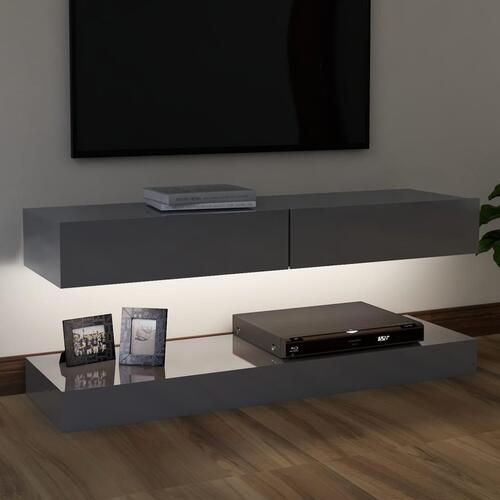 Tv-skab med LED-lys 120x35 cm grå højglans