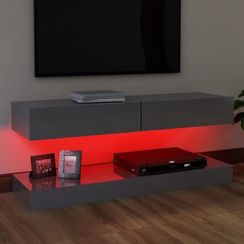 Tv-skab med LED-lys 120x35 cm grå højglans