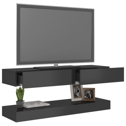 Tv-skab med LED-lys 120x35 cm grå højglans