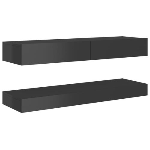 Tv-skab med LED-lys 120x35 cm grå højglans