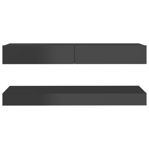 Tv-skab med LED-lys 120x35 cm grå højglans