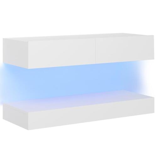 Tv-skab med LED-lys 90x35 cm hvid