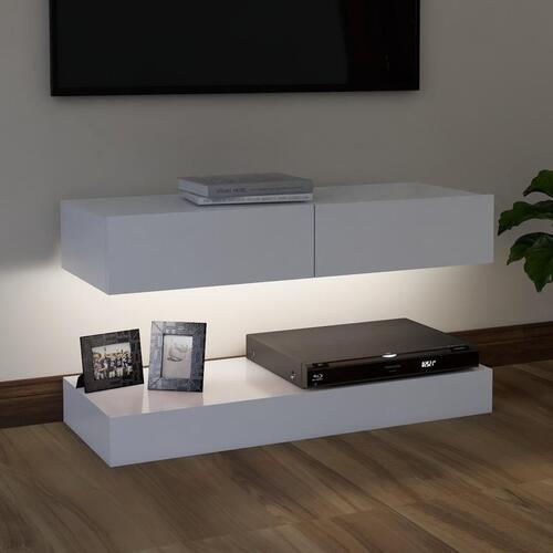 Tv-skab med LED-lys 90x35 cm hvid