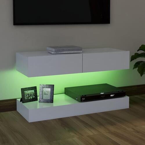 Tv-skab med LED-lys 90x35 cm hvid