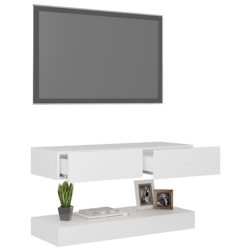 Tv-skab med LED-lys 90x35 cm hvid