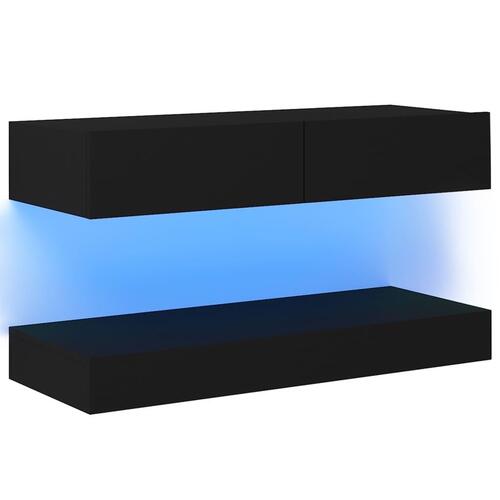 Tv-skab med LED-lamper 90x35 cm sort