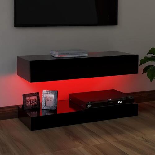 Tv-skab med LED-lamper 90x35 cm sort