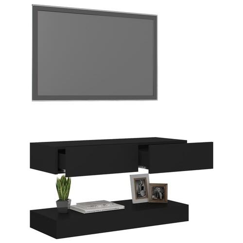 Tv-skab med LED-lamper 90x35 cm sort