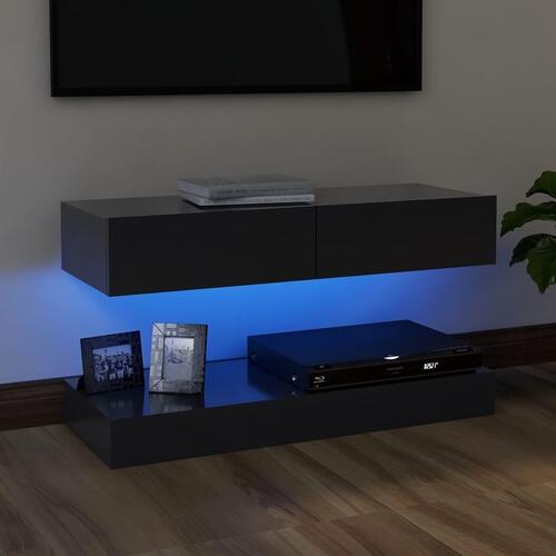 Tv-skab med LED-lys 90x35 cm grå