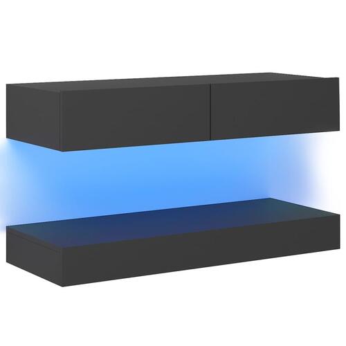 Tv-skab med LED-lys 90x35 cm grå