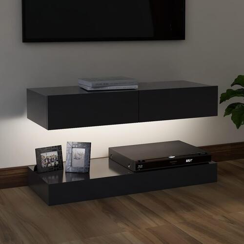 Tv-skab med LED-lys 90x35 cm grå