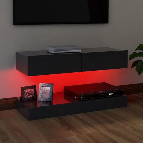 Tv-skab med LED-lys 90x35 cm grå