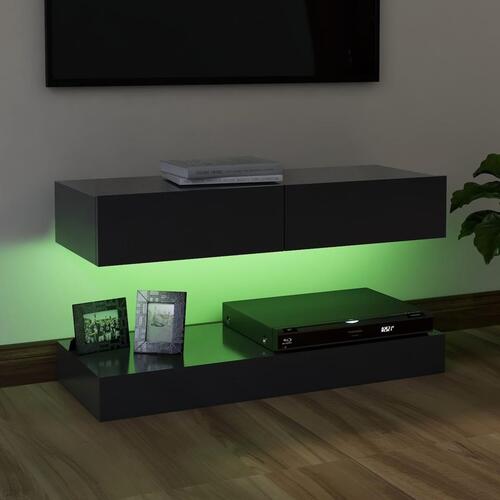 Tv-skab med LED-lys 90x35 cm grå