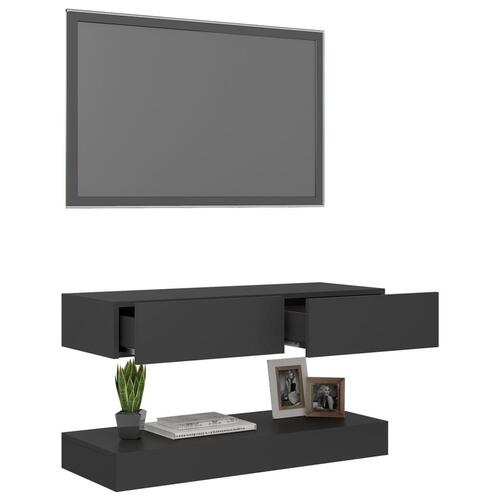 Tv-skab med LED-lys 90x35 cm grå