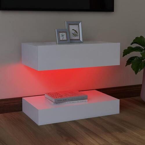 Tv-skab med LED-lamper 60x35 cm hvid