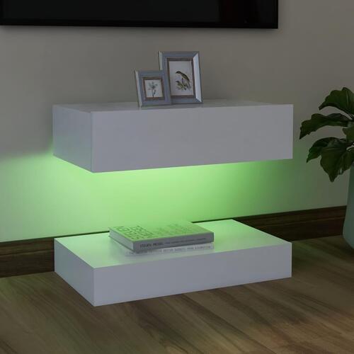 Tv-skab med LED-lamper 60x35 cm hvid