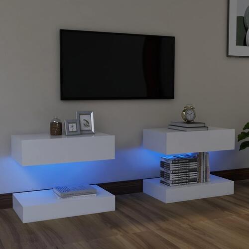 Tv-skabe med LED-lamper 2 stk. 60x35 cm hvid