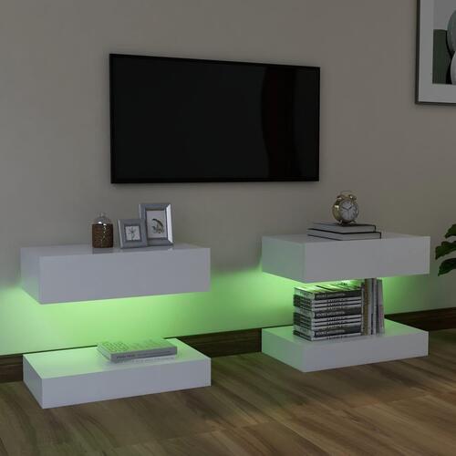 Tv-skabe med LED-lamper 2 stk. 60x35 cm hvid