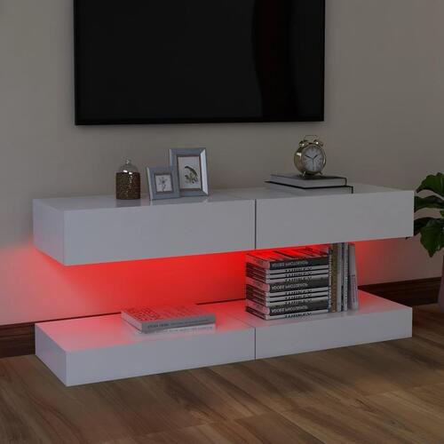 Tv-skabe med LED-lamper 2 stk. 60x35 cm hvid