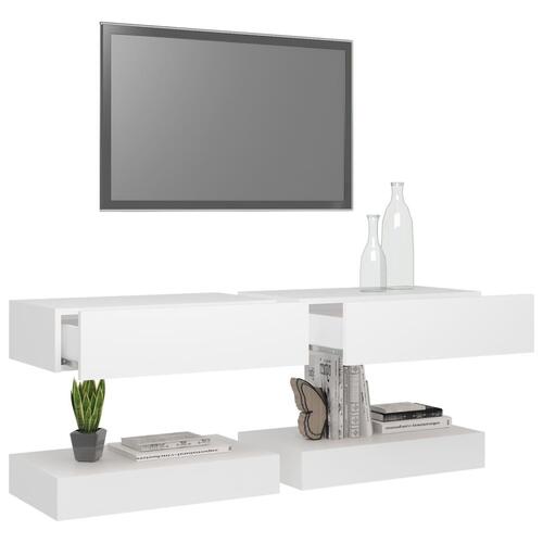 Tv-skabe med LED-lamper 2 stk. 60x35 cm hvid