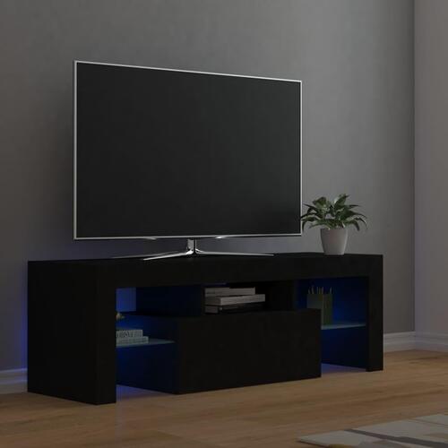 Tv-bord med LED-lys 120x35x40 cm sort