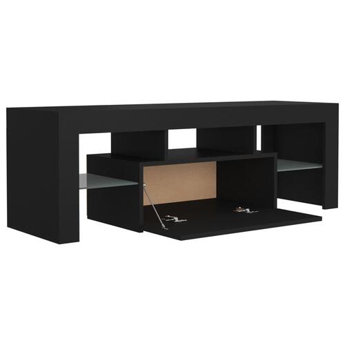 Tv-bord med LED-lys 120x35x40 cm sort