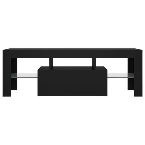 Tv-bord med LED-lys 120x35x40 cm sort