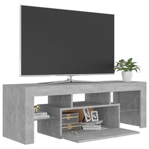 Tv-bord med LED-lys 120x35x40 cm betongrå