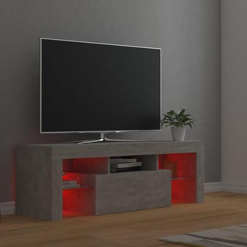 Tv-bord med LED-lys 120x35x40 cm betongrå
